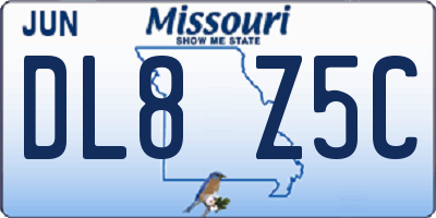 MO license plate DL8Z5C