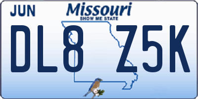 MO license plate DL8Z5K
