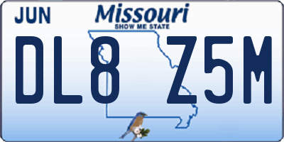 MO license plate DL8Z5M