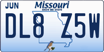 MO license plate DL8Z5W