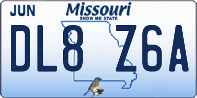 MO license plate DL8Z6A