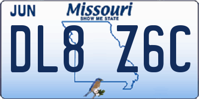 MO license plate DL8Z6C