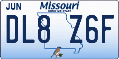 MO license plate DL8Z6F
