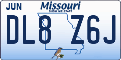MO license plate DL8Z6J