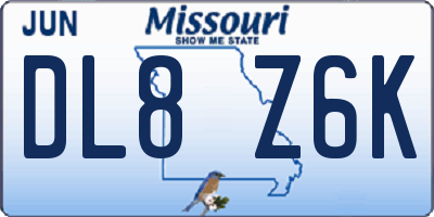 MO license plate DL8Z6K