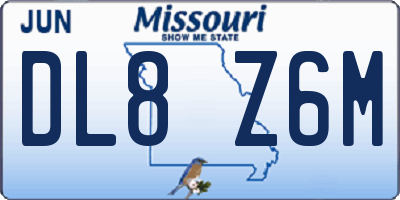 MO license plate DL8Z6M