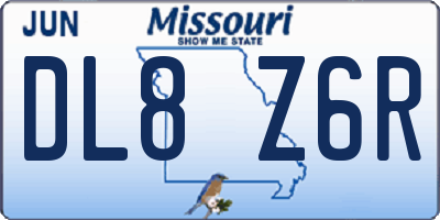 MO license plate DL8Z6R