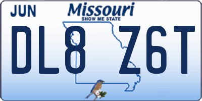 MO license plate DL8Z6T