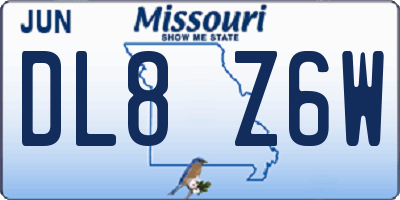 MO license plate DL8Z6W