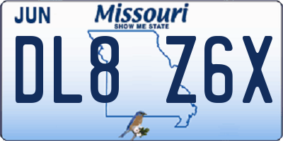 MO license plate DL8Z6X