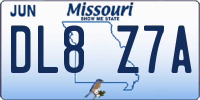 MO license plate DL8Z7A
