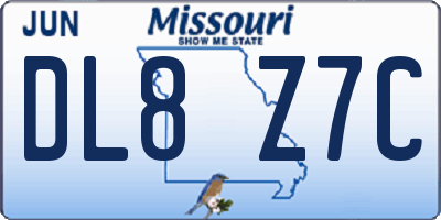 MO license plate DL8Z7C
