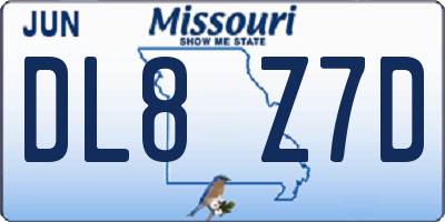 MO license plate DL8Z7D