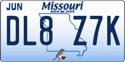 MO license plate DL8Z7K