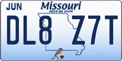 MO license plate DL8Z7T