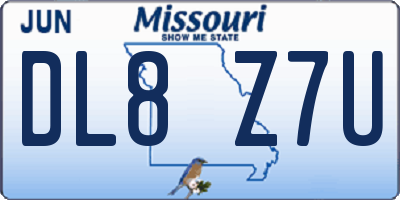 MO license plate DL8Z7U