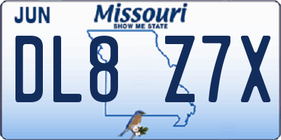 MO license plate DL8Z7X