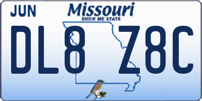 MO license plate DL8Z8C