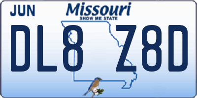 MO license plate DL8Z8D