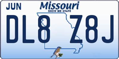 MO license plate DL8Z8J