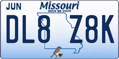MO license plate DL8Z8K