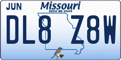 MO license plate DL8Z8W