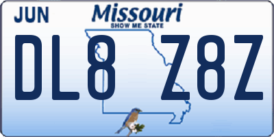 MO license plate DL8Z8Z