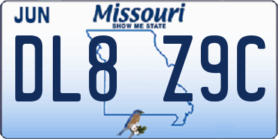 MO license plate DL8Z9C
