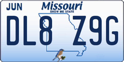 MO license plate DL8Z9G