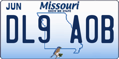 MO license plate DL9A0B