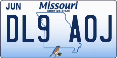 MO license plate DL9A0J