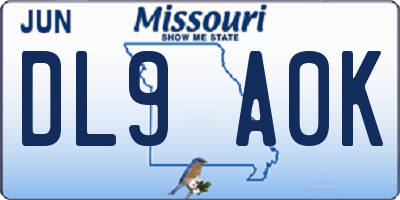 MO license plate DL9A0K