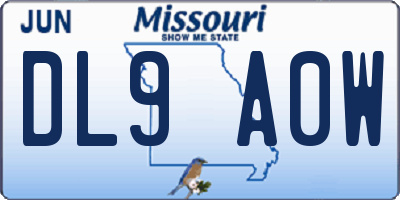 MO license plate DL9A0W