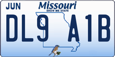 MO license plate DL9A1B