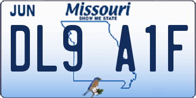 MO license plate DL9A1F