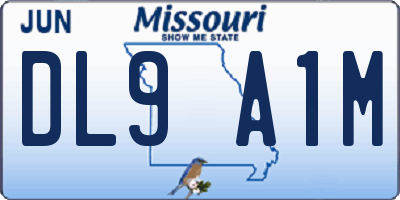 MO license plate DL9A1M