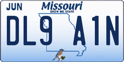 MO license plate DL9A1N