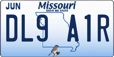 MO license plate DL9A1R