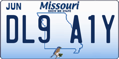 MO license plate DL9A1Y