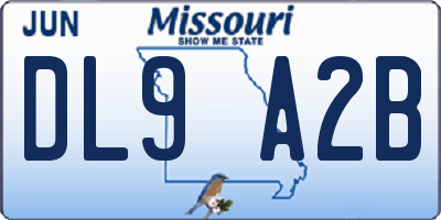 MO license plate DL9A2B