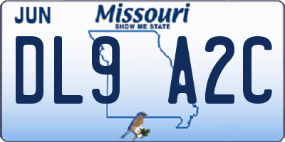 MO license plate DL9A2C