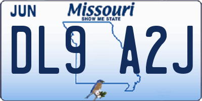 MO license plate DL9A2J