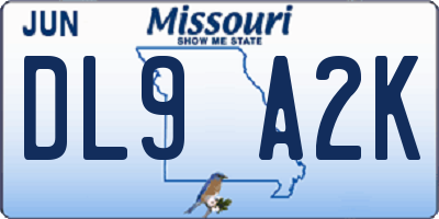 MO license plate DL9A2K