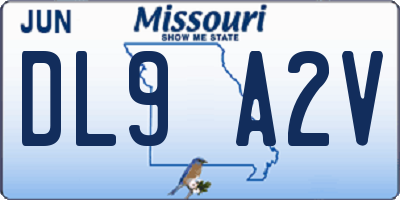 MO license plate DL9A2V