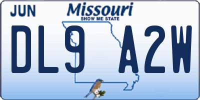 MO license plate DL9A2W