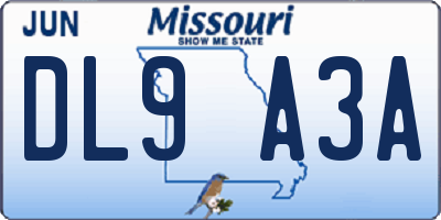 MO license plate DL9A3A