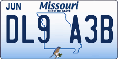 MO license plate DL9A3B