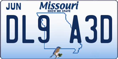 MO license plate DL9A3D