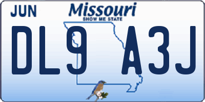 MO license plate DL9A3J