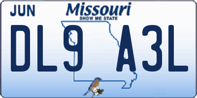 MO license plate DL9A3L
